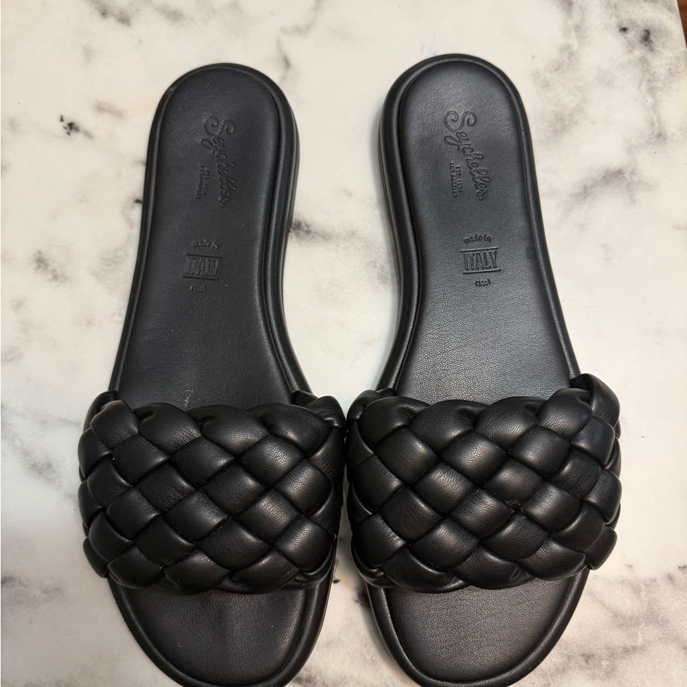 Seychelles Black Braided Slide Sandals